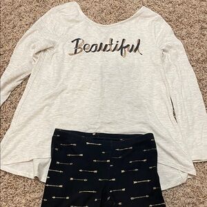 Beautiful Graphic Long Sleeve Top and Arrow Print Pants